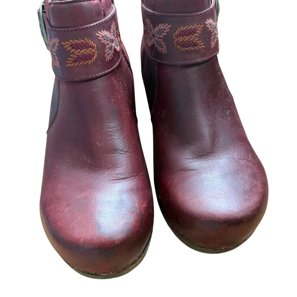 Dansko Women's Mina Ankle Booties in red oiled leather 39 - Picture 3 of 9